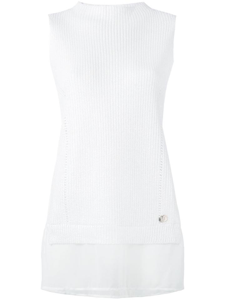 Versace Jeans Ribbed Layer Tank, Women's, Size: Xs, White, Cotton/polyester