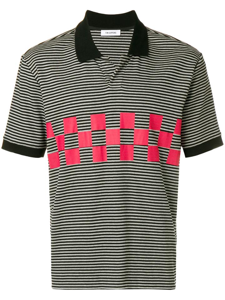 Tim Coppens Striped Polo Shirt - Black