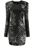 Balmain Sequin Embellished Short Dress - Black