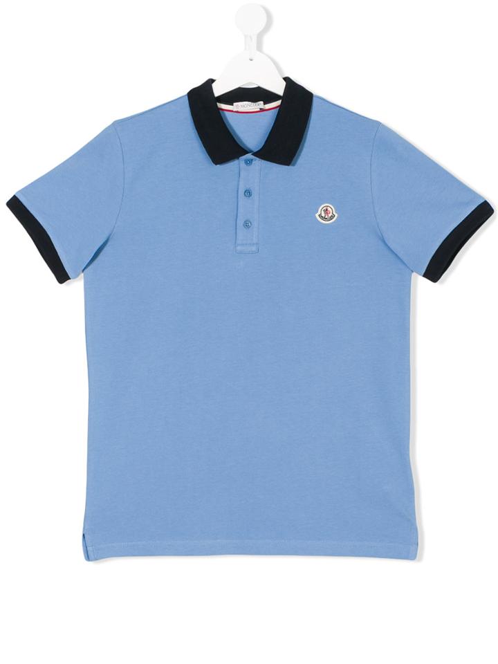 Moncler Kids Contrast Collar Polo Shirt - Blue