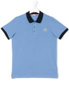 Moncler Kids Contrast Collar Polo Shirt - Blue