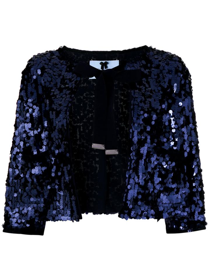 Blumarine Sequinned Shawl Jacket - Blue