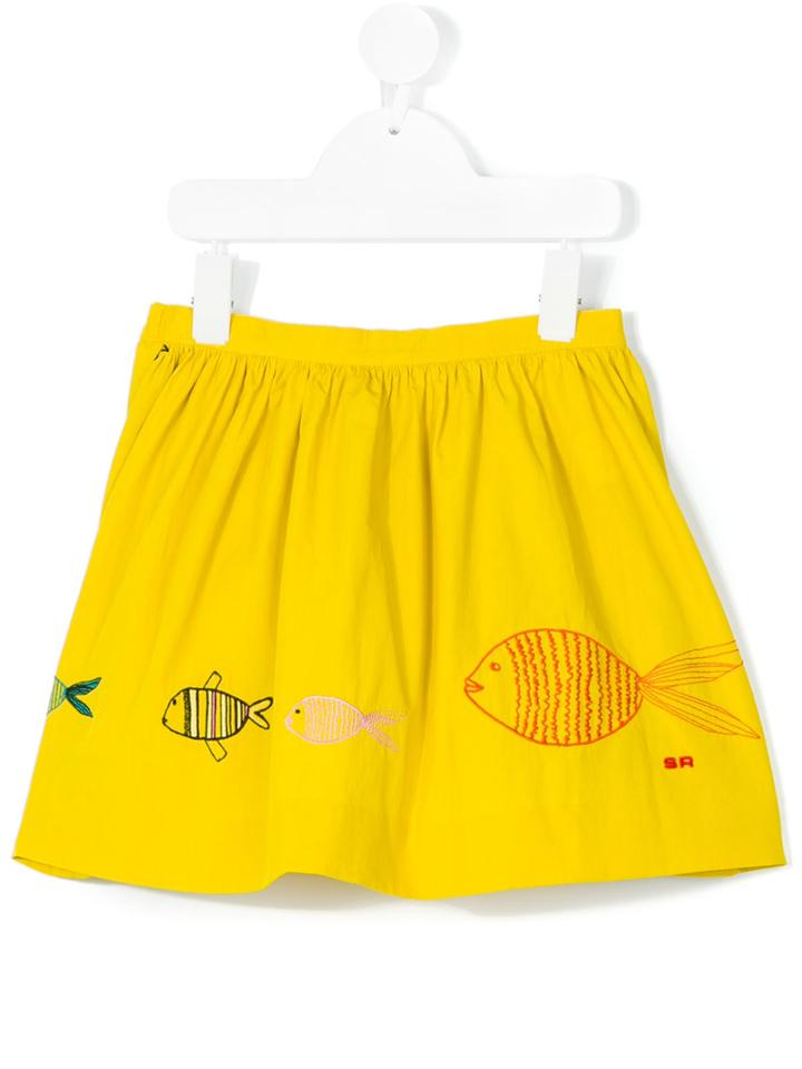 Rykiel Enfant - Embroidered Full Skirt - Kids - Cotton - 2 Yrs, Yellow/orange