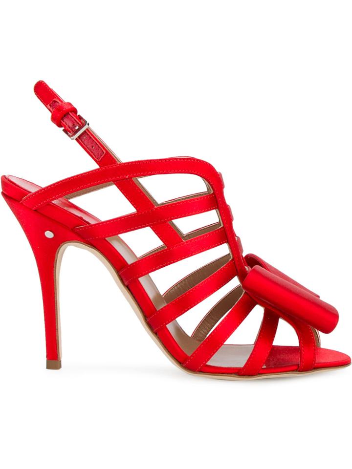 Laurence Dacade Bow-embellished Cage Sandals - Red