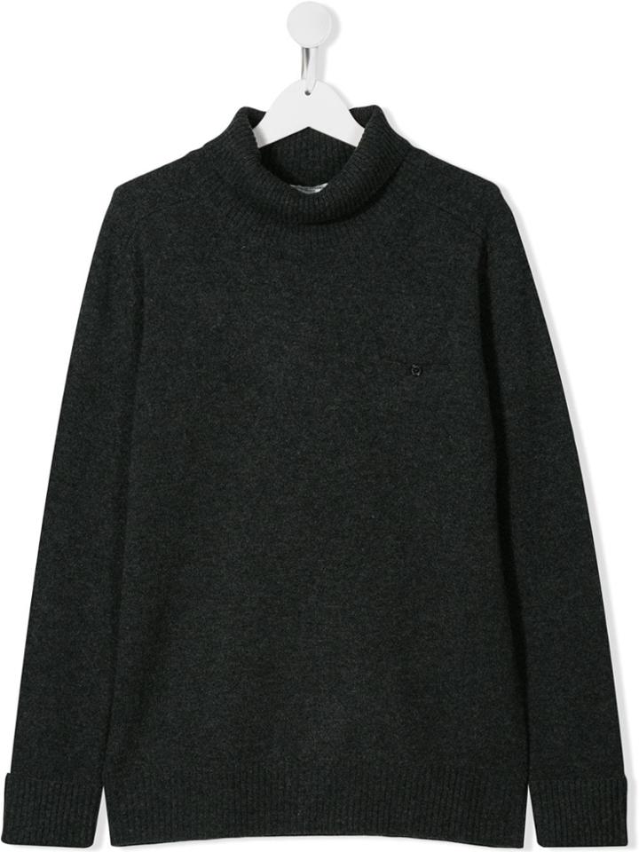 Paolo Pecora Kids Teen Roll-neck Fitted Sweater - Grey