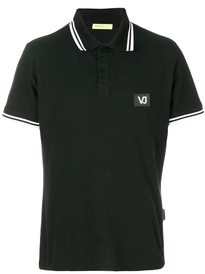 Versace Jeans Striped Polo Shirt - Black