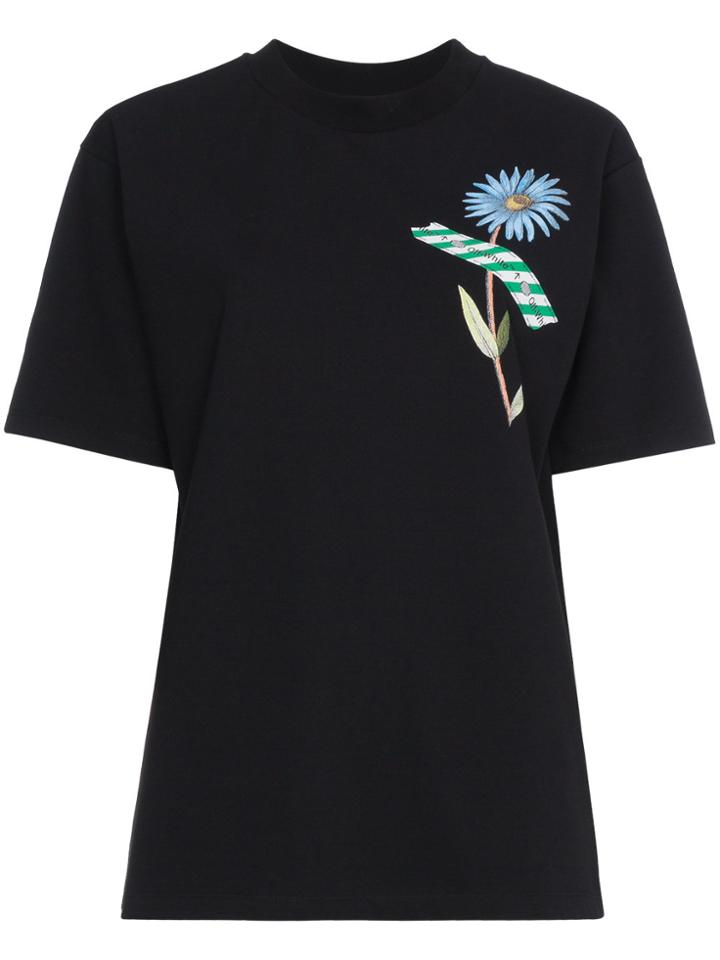 Off-white Floral Woman T-shirt - Black