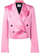 Msgm Double Breasted Satin Blazer - Pink & Purple