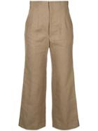Cityshop Flared Cropped Trousers - Brown