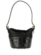 By Far Crocodile Embossed Mini Tote - Black