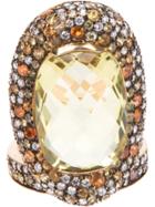 Paolo Piovan Diamond Encrusted Ring - Metallic