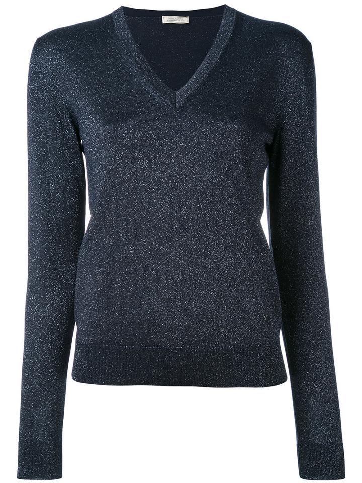 Metallic Thread Sweater - Women - Polyester/cupro/wool/metallized Polyester - S, Blue, Polyester/cupro/wool/metallized Polyester, Nina Ricci