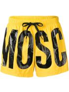 Moschino Logo Print Swim Shorts - Yellow