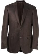 Canali Woven Single Breasted Blazer - Brown