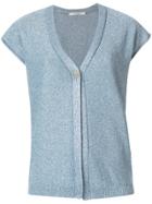 La Fileria For D'aniello Lurex Short Sleeve Cardigan - Blue