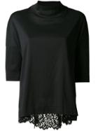 Muveil Lace Back Blouse, Women's, Size: 38, Black, Cotton/nylon/polyurethane