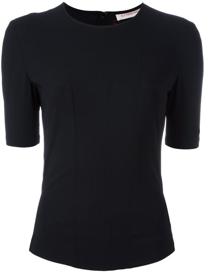 A.f.vandevorst Zip Back T-shirt, Women's, Size: 36, Black, Polyamide/spandex/elastane
