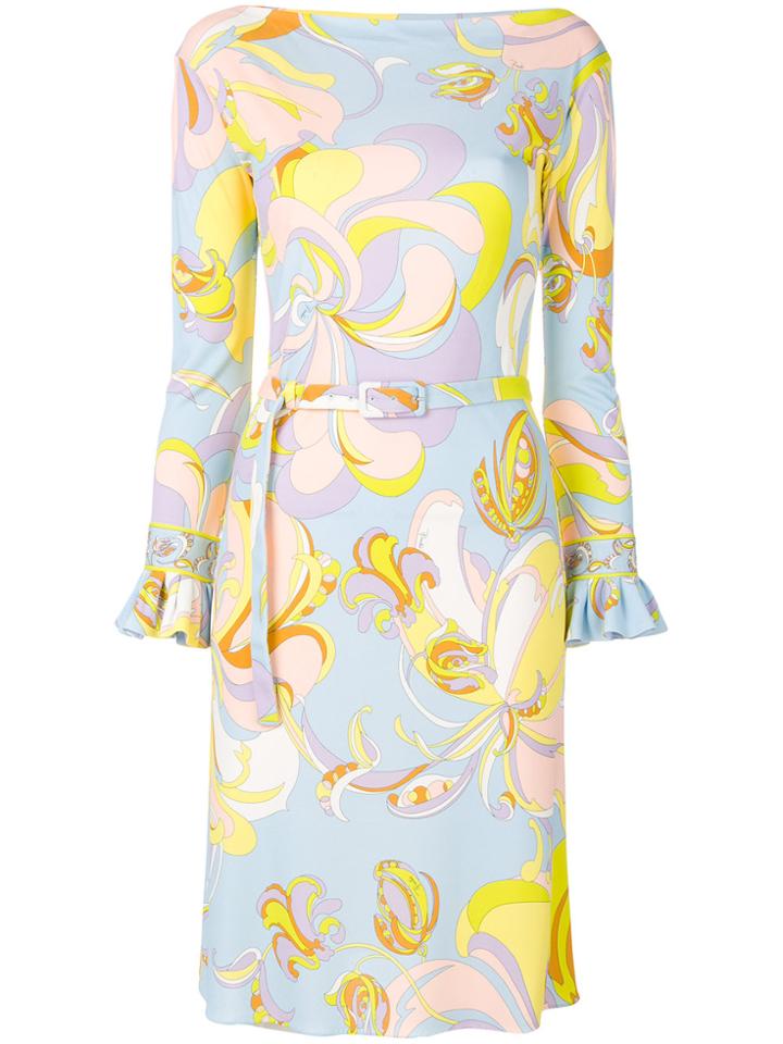 Emilio Pucci Printed Fitted Dress - Blue