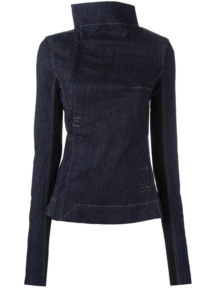 Rick Owens Drkshdw Zipped Denim Jacket, Women's, Size: Small, Blue, Polyamide/spandex/elastane/polybutylene Terephthalate (pbt)/cotton