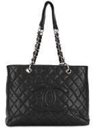 Chanel Vintage 2008 Quilted Cc Tote Bag - Black