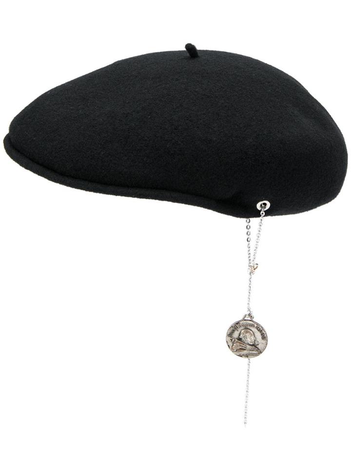 Marine Serre Coin Charm Flat Cap - Black