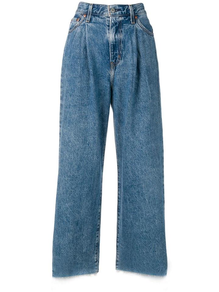 Levi's Ribcage Pleated Cropped Jeans - Blue