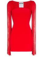 Moschino Scoop Neck Tassel Sleeve Mini Dress - Red