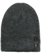 Isabel Benenato Piercing Detail Beanie Hat, Men's, Grey, Polyamide/spandex/elastane/yak/merino