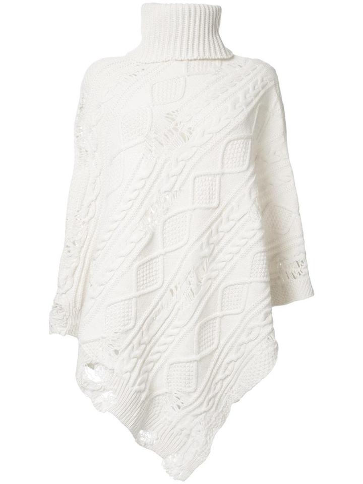 Miharayasuhiro Distressed Poncho, Women's, Size: 36, White, Acrylic/wool