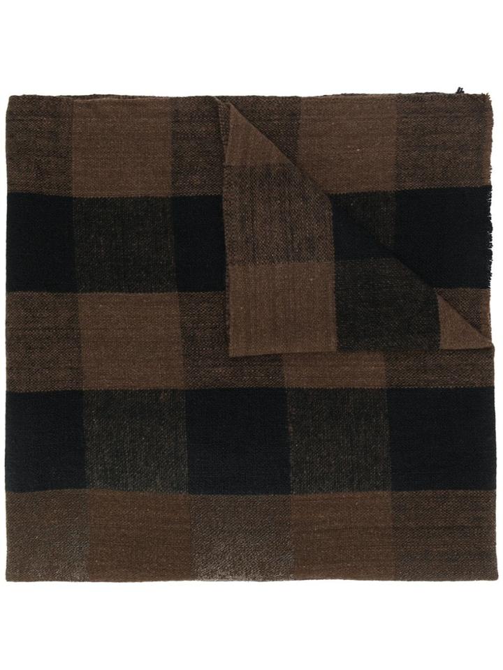 Holland & Holland Two-tone Check-print Scarf - Brown