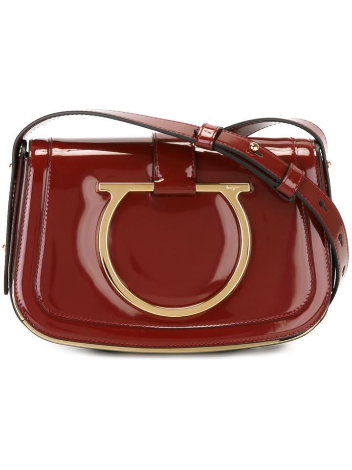 Salvatore Ferragamo Gancio Saddle Shoulder Bag, Women's, Red