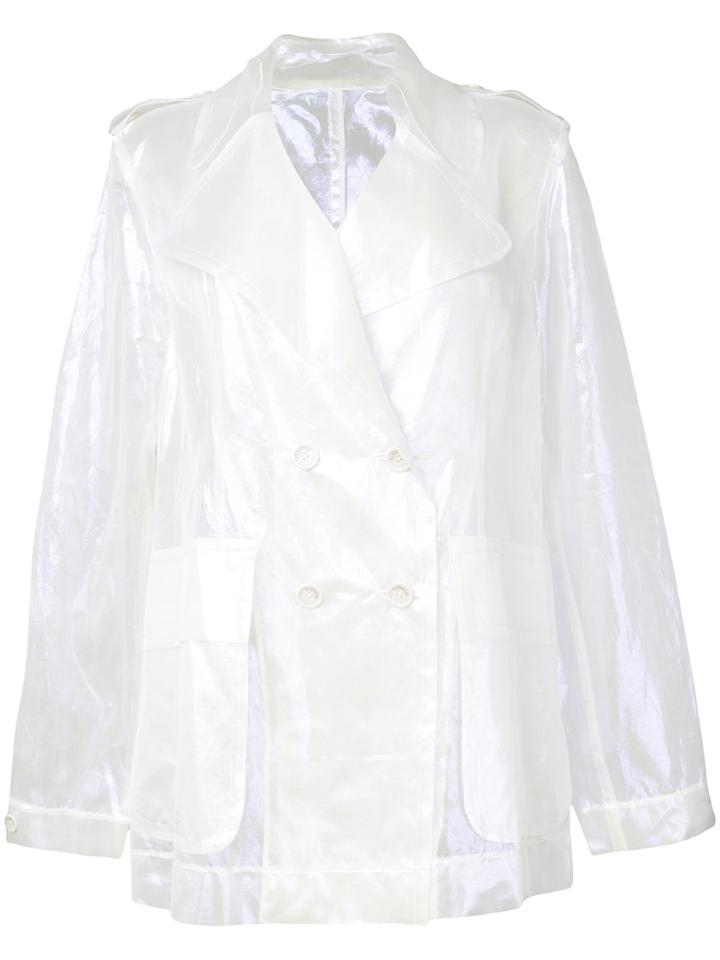 Zambesi Transparent Double Breasted Trench Coat - White