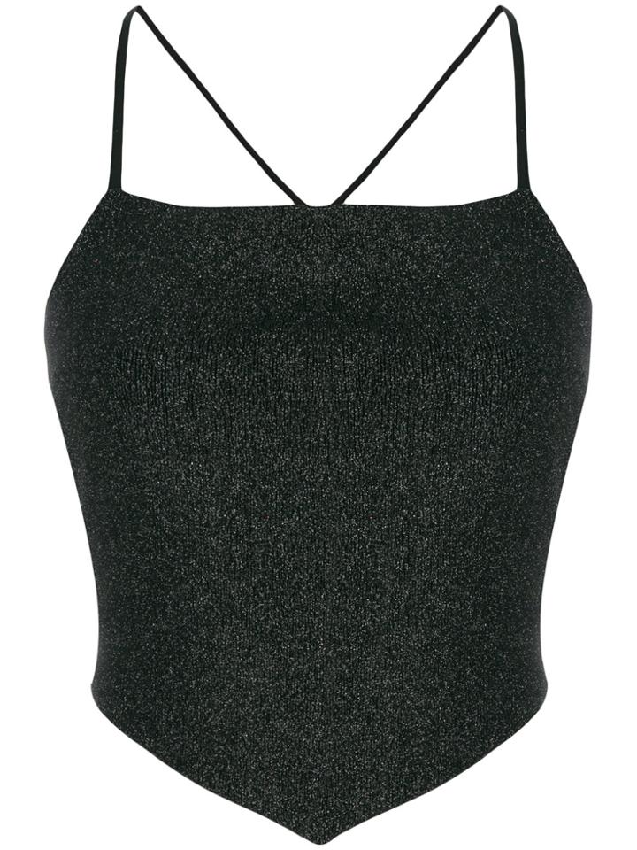 Almaz Glitter Fitted Top - Black