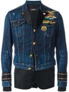Dsquared2 Mixed Material Denim Jacket, Men's, Size: 48, Blue, Silk/cotton/polyester/virgin Wool