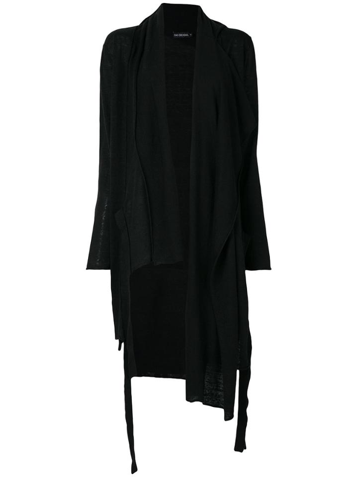 Ivan Grundahl Asymmetric Distressed Hem Cardigan - Black
