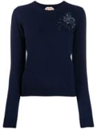 Nº21 Embroidered Knitted Jumper - Blue