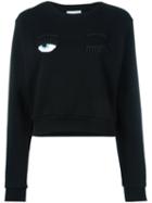 Chiara Ferragni Wink Patches Sweatshirt, Women's, Size: Xs, Black, Cotton/acrylic