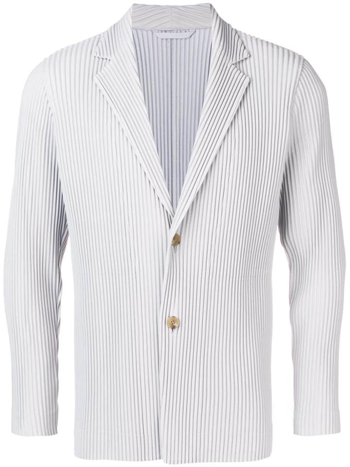 Homme Plissé Issey Miyake Pleated Single-breasted Blazer - Grey