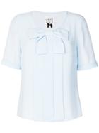 Edward Achour Paris Pleated Bow Blouse - Blue