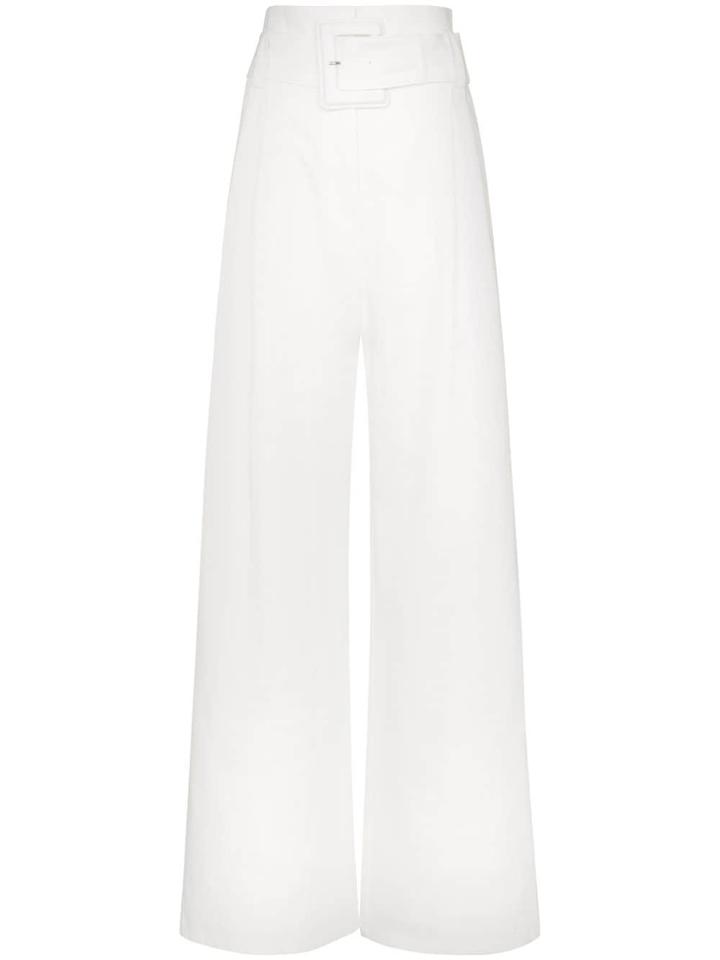 Proenza Schouler High-waisted Wide Leg Belted Cotton Trousers - White