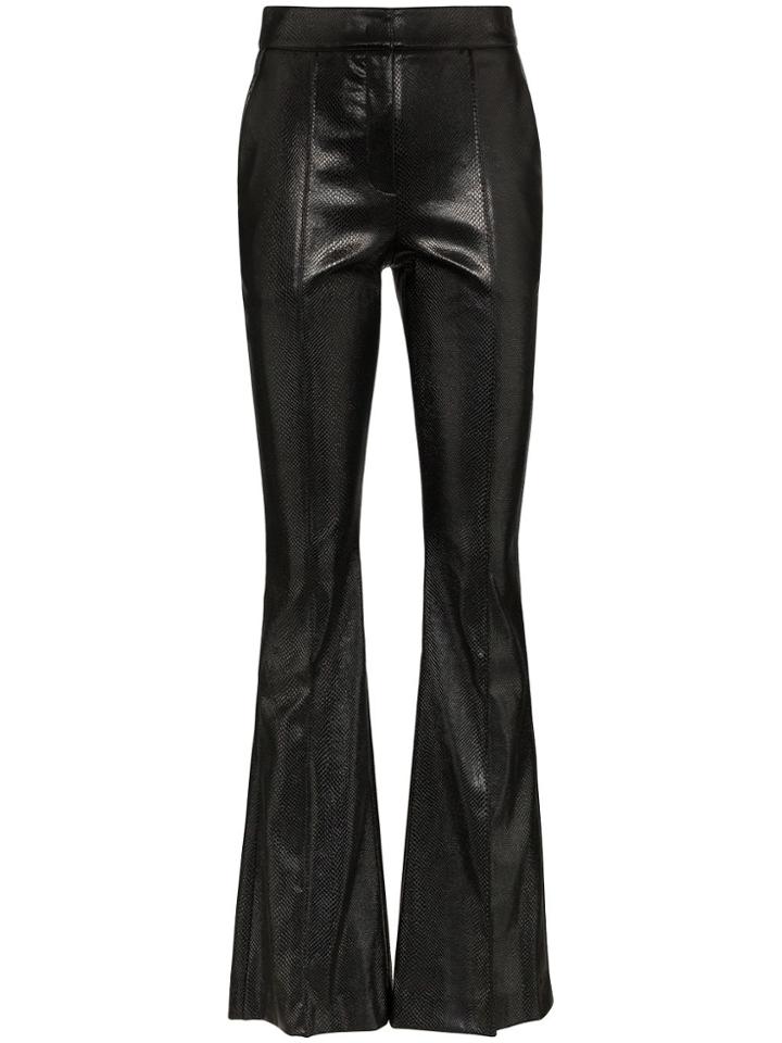We11done Python-embossed Faux Leather Flared Trousers - Black