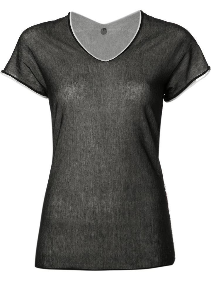 Label Under Construction Double Layer T-shirt, Women's, Size: 42, Black, Cotton