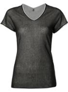 Label Under Construction Double Layer T-shirt, Women's, Size: 42, Black, Cotton
