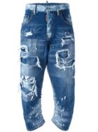 Dsquared2 Distressed Denim Shorts, Women's, Size: 38, Blue, Cotton/spandex/elastane
