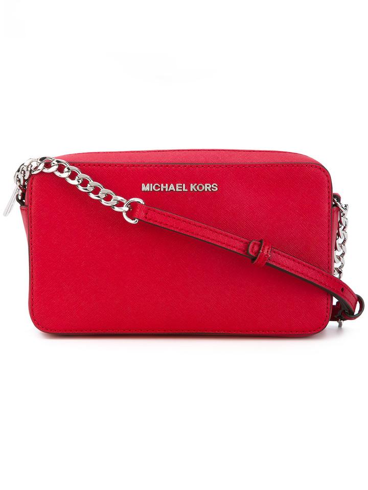 Michael Michael Kors Logo Plaque Crossbody Bag, Women's, Red, Leather
