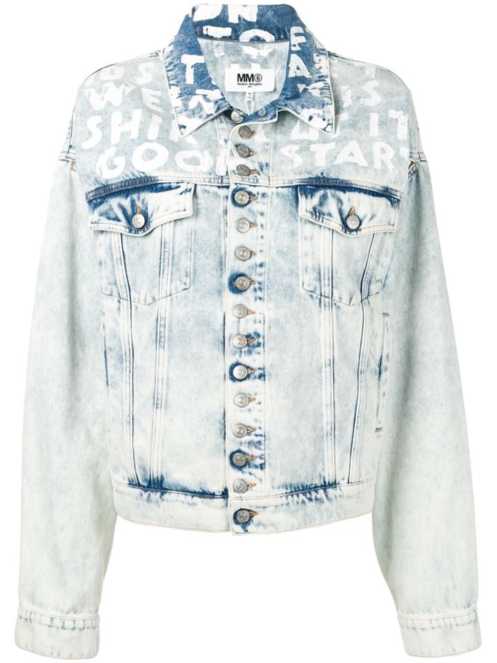Mm6 Maison Margiela Printed Denim Jacket - Blue