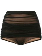 Norma Kamali Mesh Panel Bikini Bottom, Women's, Size: Large, Black, Polyamide/spandex/elastane/nylon