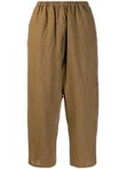 Apuntob Cropped Checked Trousers - Brown