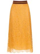 Nk Lace Midi Skirt - Yellow & Orange
