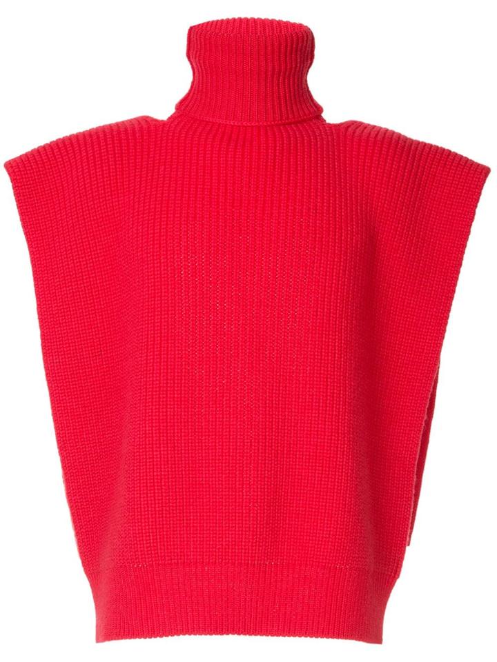 Raf Simons High Neck Vest - Red